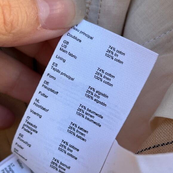 Maje Beige Striped Cotton Linen Trousers Size FR 38 - Picture 7 of 7